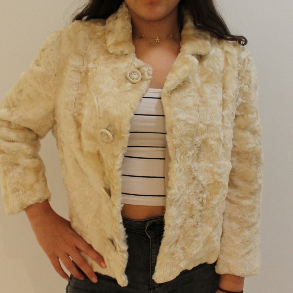 Persian-lamb-Beige-broadtail-fur coat sz M